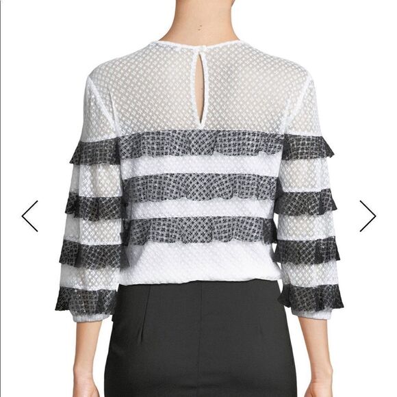 NWOT MILLY Gabriella Mesh Tiered Stripe Top Medium - Picture 2 of 8